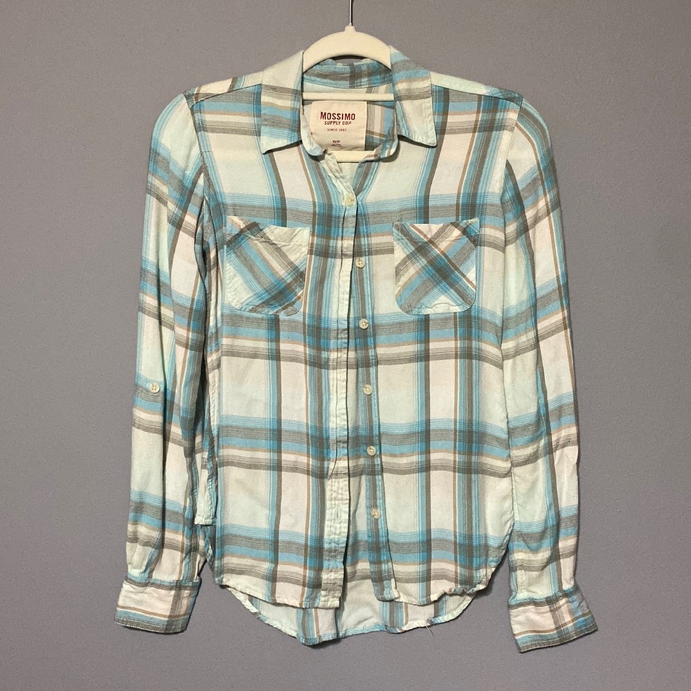 Mossimo mint and grey flannel long sleeve